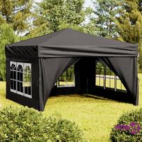 vidaXL Proginė palapinė su šoninėmis sienomis, juoda (Black), 3x3m
