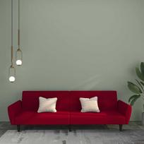 Dvivietė sofa-lova, raudonojo vyno spalvos (Burgundy), aksomas