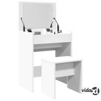 taburetes ir - vidaXL Kosmetinis staliukas ir taburetė, balta (White), 60x40x113,5cm - 2 nuotrauka