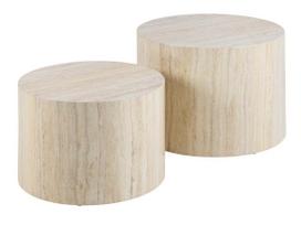 2 ju kavos staliuku komplektas - Kavos staliukų komplektas Dice, smėlio (Beige), 2 vnt. - 3 nuotrauka