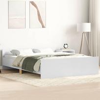 balta miegamojo lova - vidaXL Lovos rėmas su galvūgaliu ir kojūgaliu, baltas (White), 140x200 cm - 2 nuotrauka
