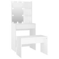 stalas 60 40 - vidaXL Kosmetinis staliukas su LED, baltas (White), 60 cm x 40 cm x 140 cm - 2 nuotrauka
