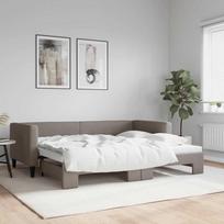 lova 90x200 istraukiama - vidaXL Lova su ištraukiama dalimi, taupe (Taupe), 90x200 cm, audinys - 2 nuotrauka