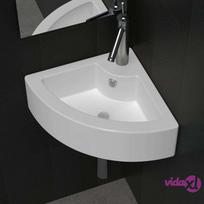 kampinis praustuvas - vidaXL Kampinis keramikinis praustuvas 140697, Balta (White) - 2 nuotrauka