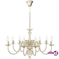 Pakabinamas šviestuvas vidaXL Senovinio stiliaus balto metalo sietynas, 8 x E14 Balta (White)