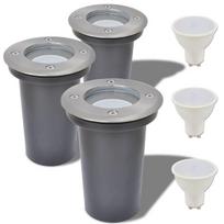 led apvalus sviestuvas - vidaXL Lauko LED šviestuvai grindiniui, 3 vnt., apvalūs - 2 nuotrauka