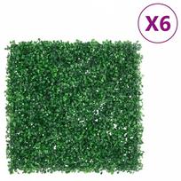 lapuota tvora - Dirbtinių krūmų lapų tvoros vidaXL, žalios (Green), 6vnt., 50x50cm - 1 nuotrauka