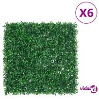 lapuota tvora - Dirbtinių krūmų lapų tvoros vidaXL, žalios (Green), 6vnt., 50x50cm - 3 nuotrauka