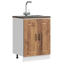 virtuvines spinteles kriaukle - Kalmar Kitchen Bottom Cabinet, Sena mediena (Old Wood), 60x46x81.5 cm - 1 nuotrauka