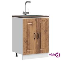 virtuvines spinteles kriaukle - Kalmar Kitchen Bottom Cabinet, Sena mediena (Old Wood), 60x46x81.5 cm - 2 nuotrauka