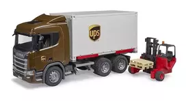 siuntoms - BRUDER Scania Super 560R UPS sunkvežimis su šakiniu krautuvu, 03582 - 3 nuotrauka