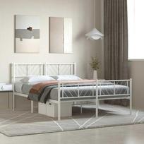vidaXL Lovos rėmas su galvūgaliu/kojūgaliu, baltas (White), 120x200 cm, metalas