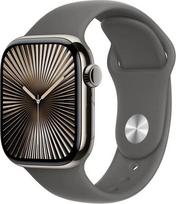 Apple Watch Series 10 GPS + Cellular 42mm Natural Titanium Case with Stone Grey Sport Band - S/M