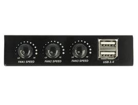 front panel usb - Delock 3.5" Front Panel Fan Controller + 2 x USB 2.0 - 2 nuotrauka