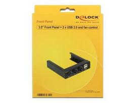 front panel usb - Delock 3.5" Front Panel Fan Controller + 2 x USB 2.0 - 4 nuotrauka