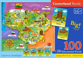 puzzle lietuva - Castorland Puzzle Lietuvos Žemėlapis 100 det. - 1 nuotrauka
