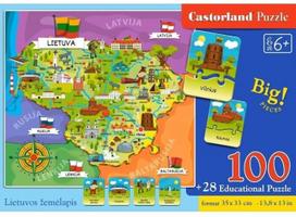 puzzle lietuva - Castorland Puzzle Lietuvos Žemėlapis 100 det. - 3 nuotrauka