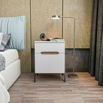 Naktinis staliukas Kalune Design Neva 322RTC1603, balta/riešuto (White/Walnut)