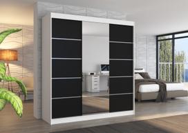 stumdomos durys ermitazas - Spinta ADRK Bergen 200, balta/juoda (White/Black), 58 cm x 200 cm x 215 cm, su veidrodžiu - 2 nuotrauka