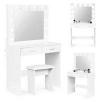 Modern Home CHDT03 Kosmetinis staliukas, baltas (White), 80 cm x 40 cm x 140 cm, su veidrodžiu