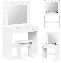 kosmetinis staliukas su led apsvietimu - Modern Home CHDT03 Kosmetinis staliukas, baltas (White), 80 cm x 40 cm x 140 cm, su veidrodžiu - 2 nuotrauka