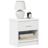 naktinis staliukas su spintele - vidaXL Naktinė spintelė su stalčiumi, balta (White), 39 x 28 x 41 cm - 2 nuotrauka