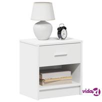 naktinis staliukas su spintele - vidaXL Naktinė spintelė su stalčiumi, balta (White), 39 x 28 x 41 cm - 3 nuotrauka