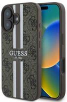 Guess "4G Printed Stripes MagSafe Case iPhone 16" Brown