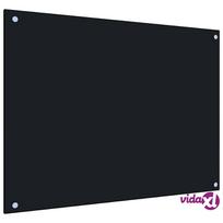 vidaXL Virtuvės sienelė, juodos spalvos, 80x60cm, grūdintas stiklas