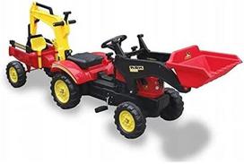 priekaba traktoriui mini - Minamas traktorius Lean Toys Benson su priekaba ir kaušais, raudonas (Red) - 2 nuotrauka