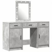 mediena 50 50 - vidaXL 3 dalių kosmetinio stalo rinkinys su LED šviesa, betono pilkas (Concrete Grey) - 2 nuotrauka
