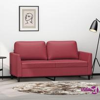 dirbtines odos sofa - vidaXL Dvivietė sofa, raudonojo vyno spalvos (Burgundy), 140cm, dirbtinė oda - 2 nuotrauka