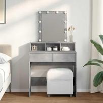vidaXL Kosmetinis staliukas su LED, betono pilkas (Concrete Grey), 80x41x144,5cm