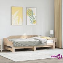 vidaXL Lova su ištraukiama dalimi, natūrali (Natural), 90x200 cm, pušies medienos masyvas