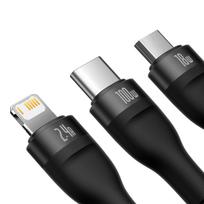 baseus 100w - Baseus Flash 3in1 USB-C/USB-A 100W 1.2m (mėlynas) - 3 nuotrauka