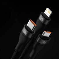 baseus 100w - Baseus Flash 3in1 USB-C/USB-A 100W 1.2m (mėlynas) - 9 nuotrauka