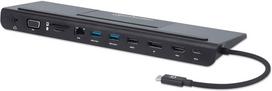 Manhattan MH 153478 11-in-1 USB-C Docking Station su trigubu monitoriumi Juodas (Black)