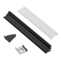 anoduoto aliuminio profilis - Profilis LED juostoms EUROLIGHT AL-C2-B, aliuminis, kampinis, juodas (Black), 2m - 2 nuotrauka