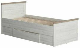 lova su deze 90x200 - BRW Lova Luca Juzi, ąžuolo/balta (Oak/White), 90 x 200 cm, su patalynės dėže, be čiužinio - 1 nuotrauka