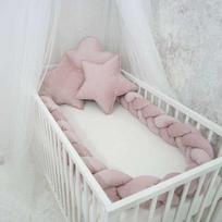 Apsaugėlė lovytei Minikid Bumper Pynė + 3 pagalvėlės, Velvet, Dusti Rožinė (Dirty Pink), 230 cm