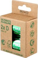DELTACO Ultimate Alkaline D (LR20) Battery 1.5V, 2 pcs.