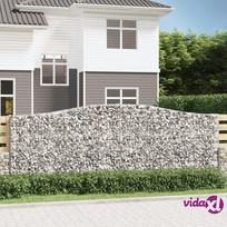 vidaXL Išlenkti gabiono krepšiai, 4vnt., 400x30x140/160cm, geležis