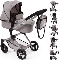 Lėlių vežimėlis Bayer Vario Combi Neo Pro, pilka (Grey)