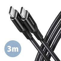 usb type c to usb 2.0 - Axagon Data and charging USB 2.0 cable length 3 m. 3A. PD 60W, 3A. Black braided. - 1 nuotrauka