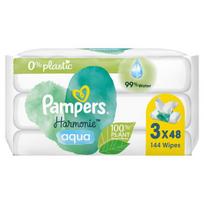 pampers dregnos serveteles - PAMPERS Harmonie Aqua drėgnos servetėlės, 3 x 48 vnt. - 1 nuotrauka