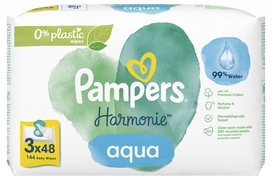 pampers dregnos serveteles - PAMPERS Harmonie Aqua drėgnos servetėlės, 3 x 48 vnt. - 3 nuotrauka