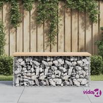 vidaXL Sodo suoliukas, 103x44x42cm, pušies masyvas, gabiono dizaino