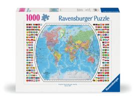 Ravensburger Puzzle Pasaulio Žemėlapis su Vėliavomis 1000 det. (12000664)