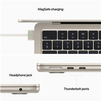 macbook m2 - Apple MacBook Air 13.6" M2 8C/8C, 16 GB, 256 GB, Starlight (Księżycowa Poświata) - 3 nuotrauka