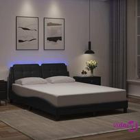 lovos remas, 120x200 cm - vidaXL Lovos rėmas su LED, 120x200 cm, juodas (Black), dirbtinė oda - 2 nuotrauka